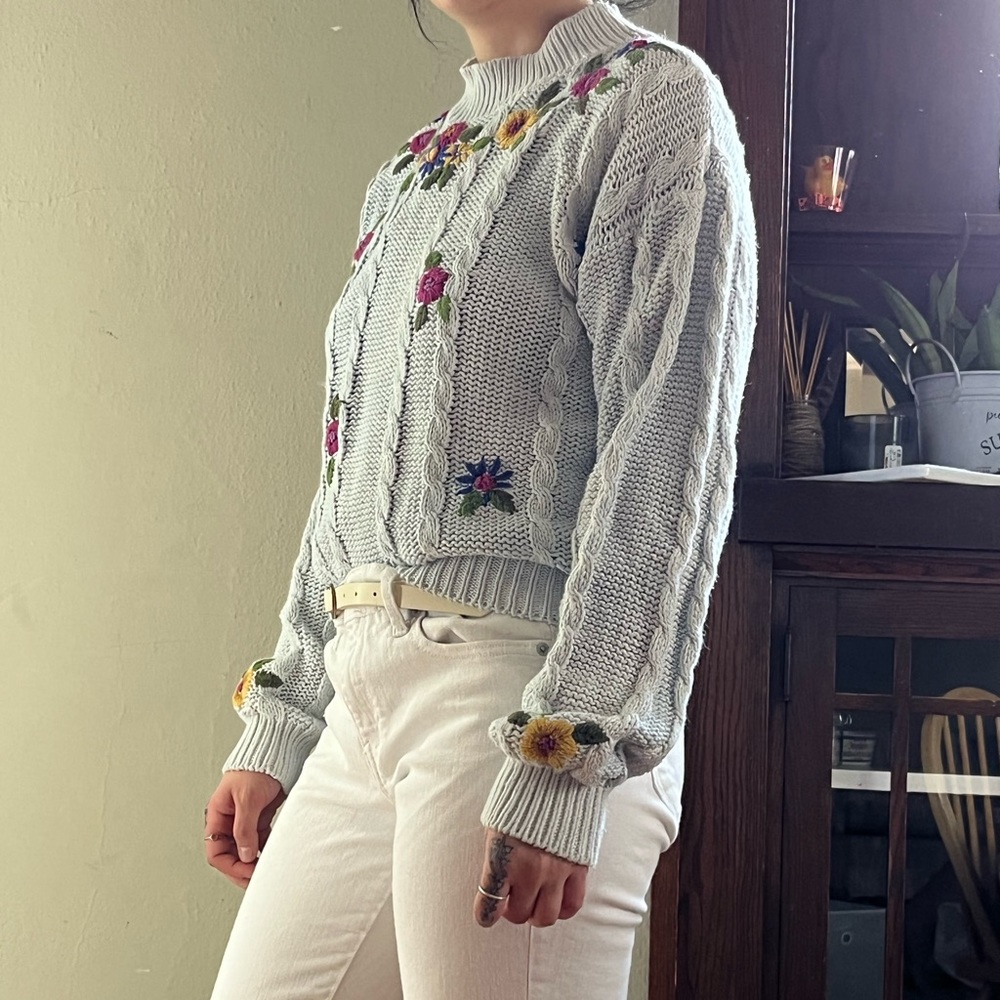 American Weekend Embroidered Blue Sweater size S